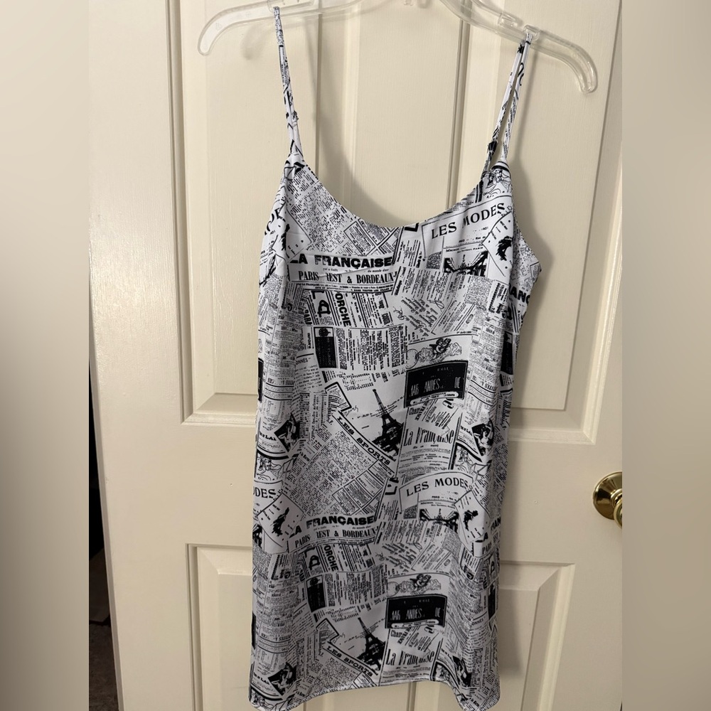 Forever 21 Black and White Newspaper Print Mini Dress